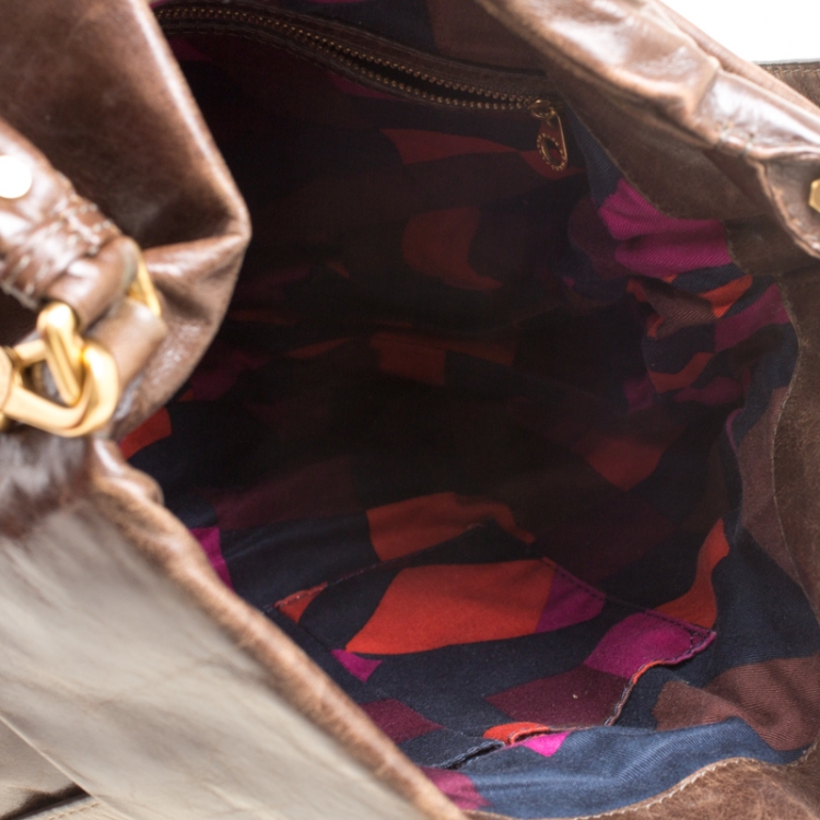 Pre Owned Marc by Marc Jacobs Brown Glazed Leather Hobo