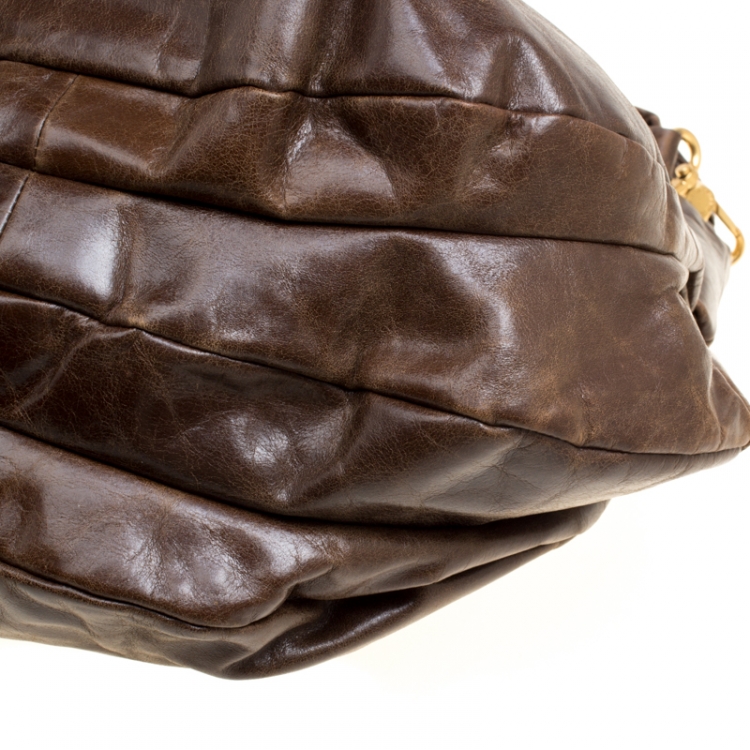 Pre Owned Marc by Marc Jacobs Brown Glazed Leather Hobo