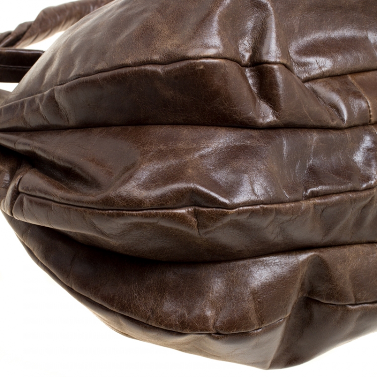 Pre Owned Marc by Marc Jacobs Brown Glazed Leather Hobo