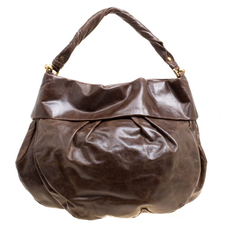 Pre Owned Marc by Marc Jacobs Brown Glazed Leather Hobo