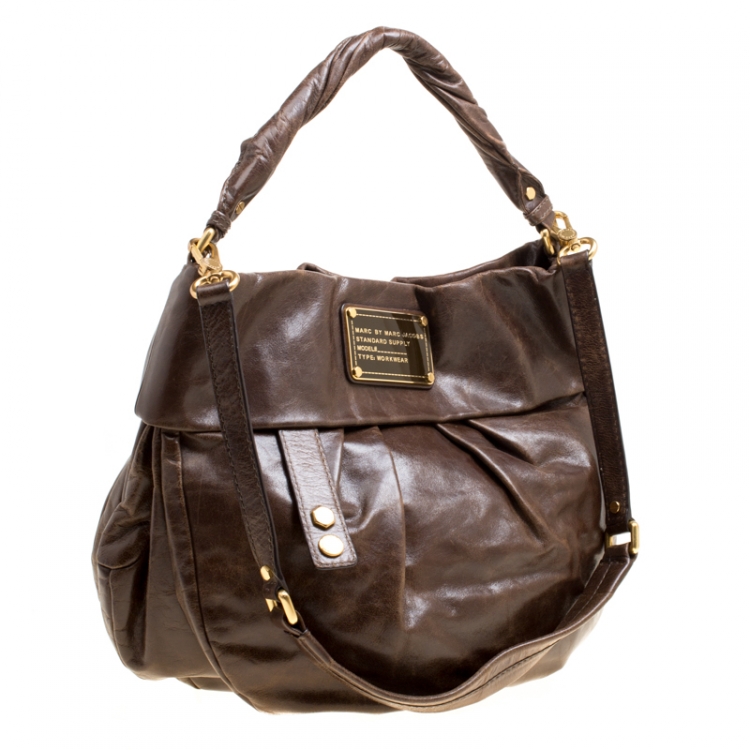 Pre Owned Marc by Marc Jacobs Brown Glazed Leather Hobo