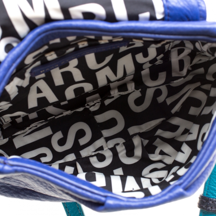 Pre Owned Marc By Marc Jacobs Blue/Turquoise Leather Crossbody Bag