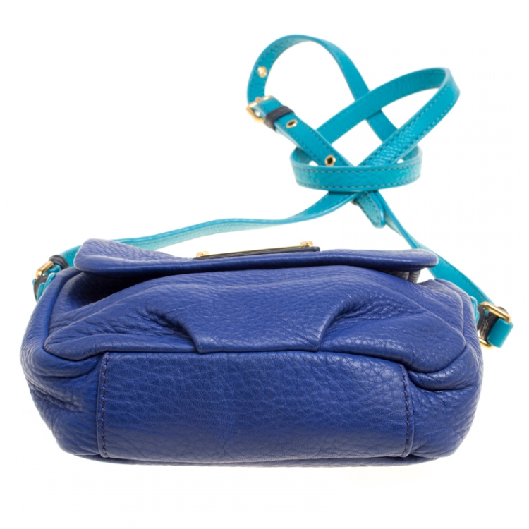 Pre Owned Marc By Marc Jacobs Blue/Turquoise Leather Crossbody Bag