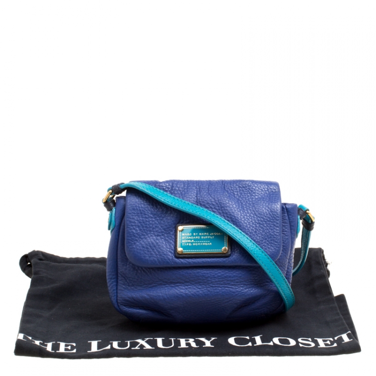 Pre Owned Marc By Marc Jacobs Blue/Turquoise Leather Crossbody Bag