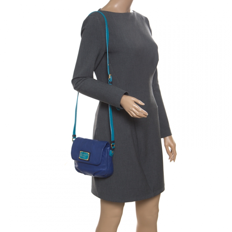 Pre Owned Marc By Marc Jacobs Blue/Turquoise Leather Crossbody Bag