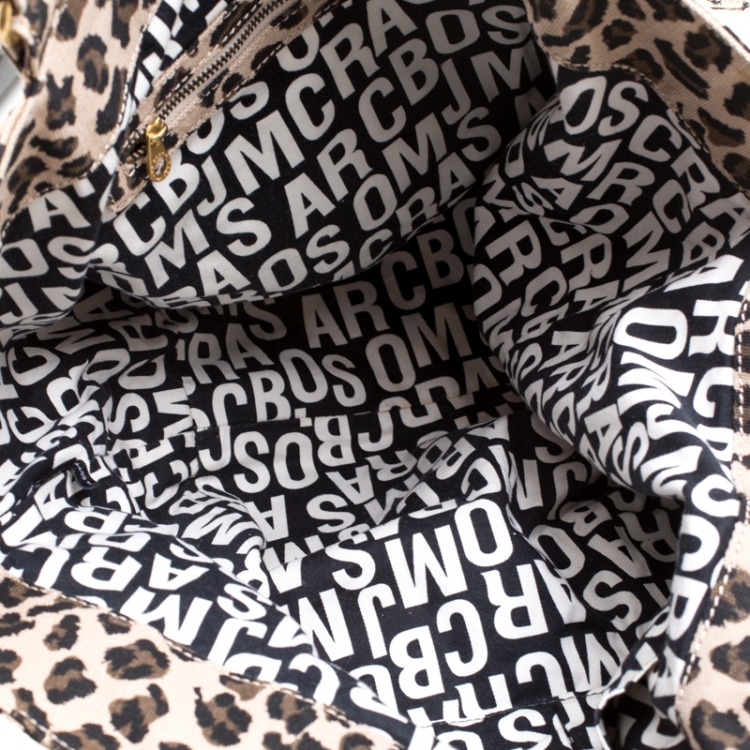 Pre Owned Marc by Marc Jacobs Brown/Green Leopard Print Canvas Tote
