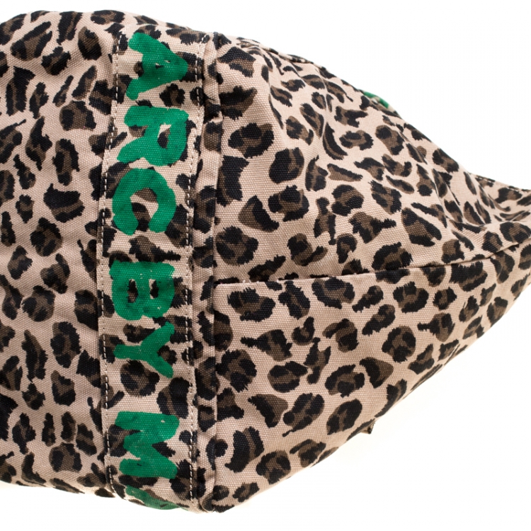 Pre Owned Marc by Marc Jacobs Brown/Green Leopard Print Canvas Tote