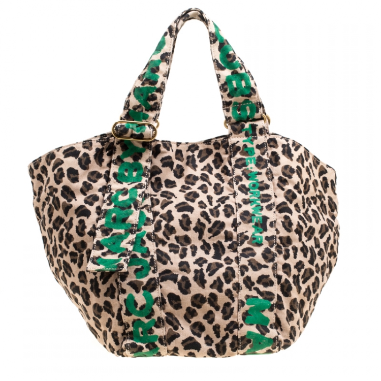 Pre Owned Marc by Marc Jacobs Brown/Green Leopard Print Canvas Tote