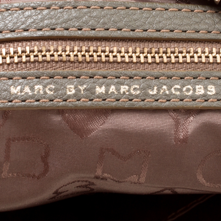 Pre Owned Marc By Marc Jacobs Khaki Green Fabric and Leather Shoulder Bag