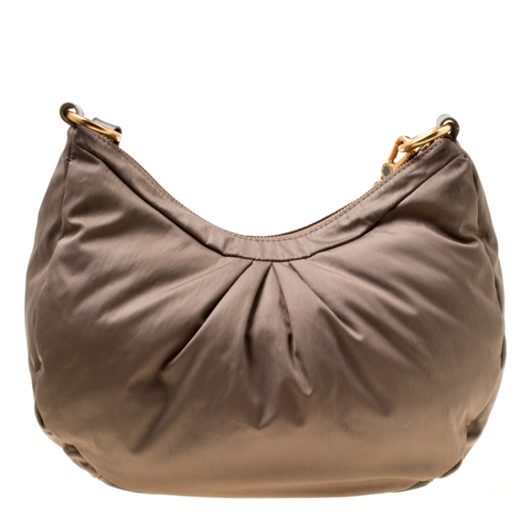 Pre Owned Marc By Marc Jacobs Khaki Green Fabric and Leather Shoulder Bag