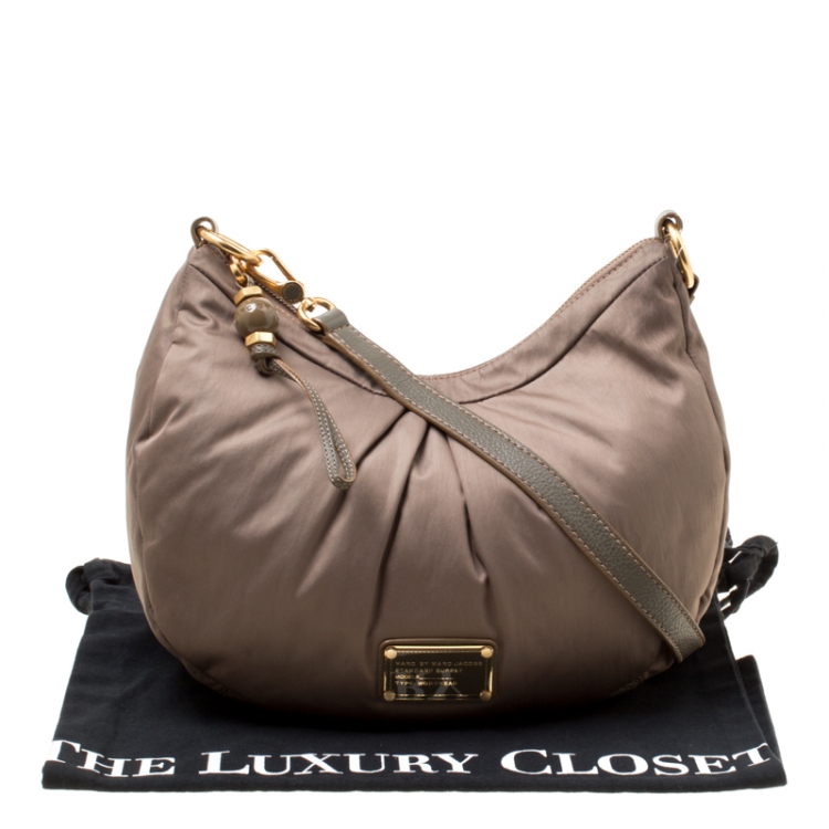 Pre Owned Marc By Marc Jacobs Khaki Green Fabric and Leather Shoulder Bag