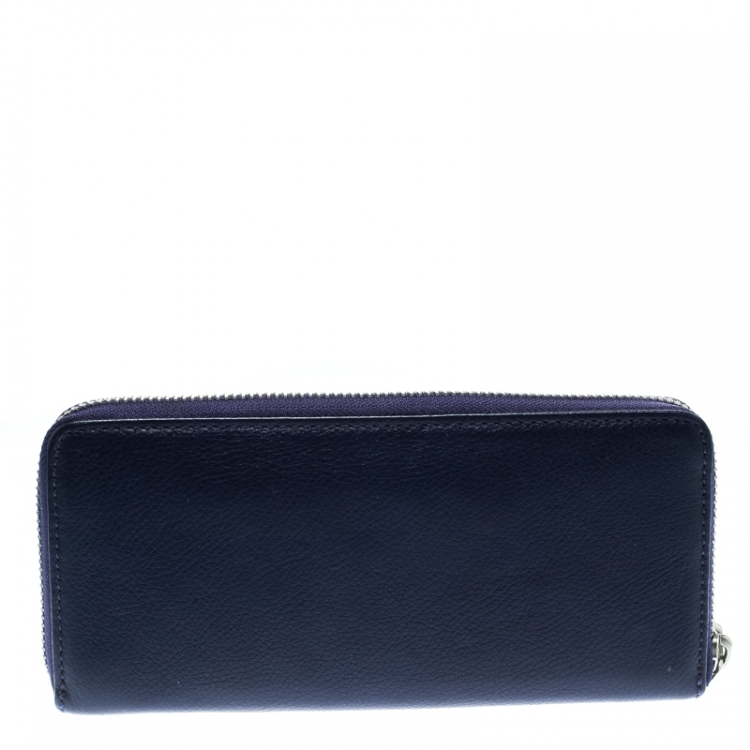 Pre Owned Marc by Marc Jacobs Purple Leather Zip Around Wallet 