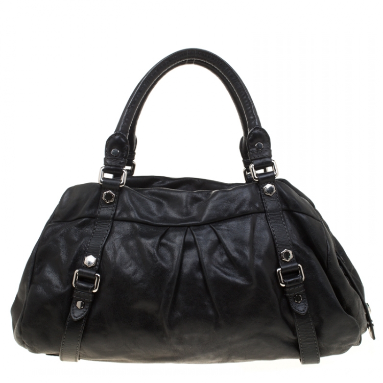 Pre Owned Marc by Marc Jacobs Black Leather Top Handle Bag