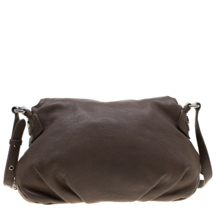 Pre Owned Marc by Marc Jacobs Dark Beige Leather Classic Q Natasha Crossbody Bag