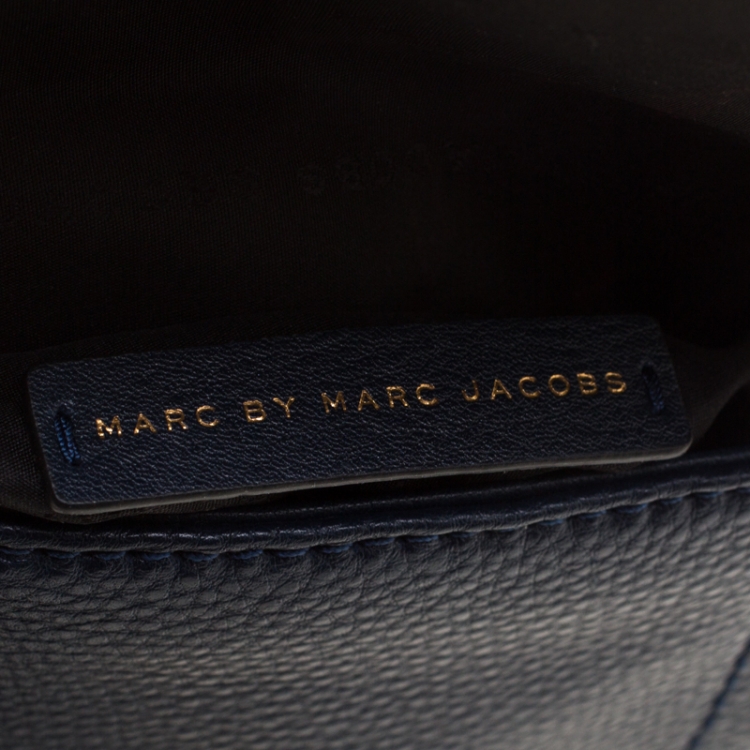 Pre Owned Marc by Marc Jacobs Blue Leather Petal to the Metal Flap Crossbody Bag 
