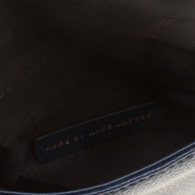 Pre Owned Marc by Marc Jacobs Blue Leather Petal to the Metal Flap Crossbody Bag 