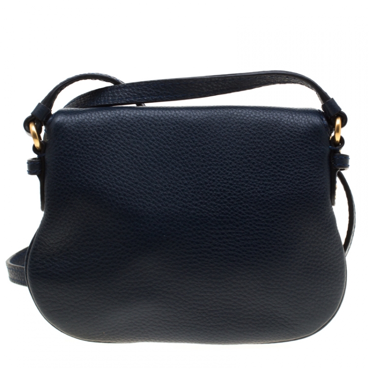 Pre Owned Marc by Marc Jacobs Blue Leather Petal to the Metal Flap Crossbody Bag 