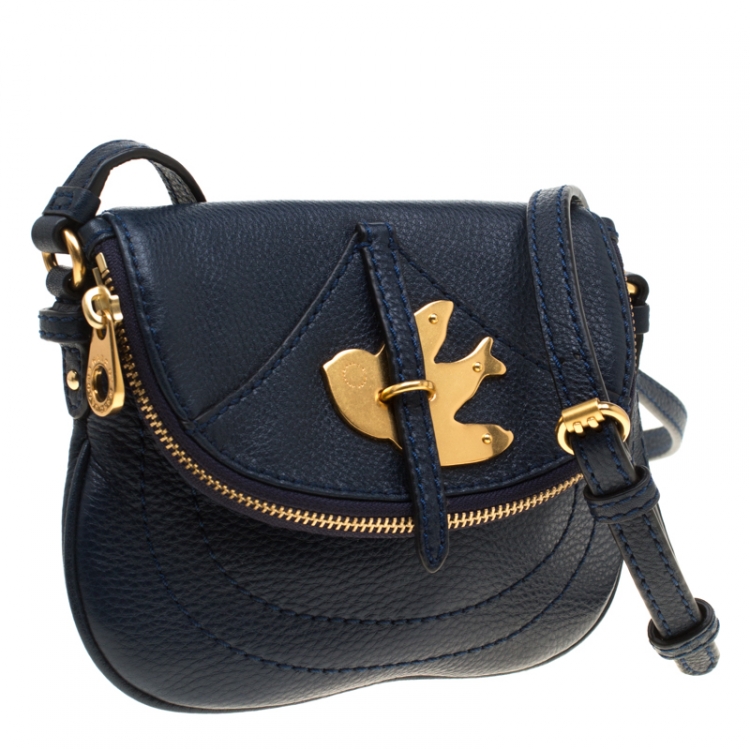 Pre Owned Marc by Marc Jacobs Blue Leather Petal to the Metal Flap Crossbody Bag 