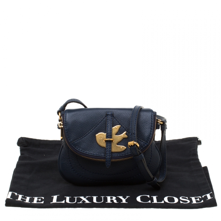 Pre Owned Marc by Marc Jacobs Blue Leather Petal to the Metal Flap Crossbody Bag 
