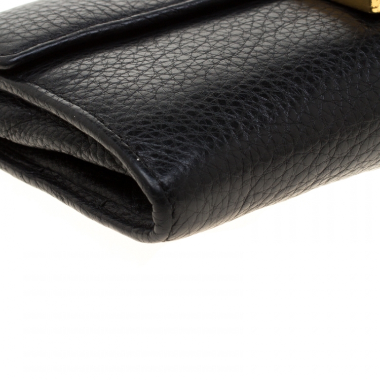 Pre Owned Marc by Marc Jacobs Black Leather Bianca Continental Wallet On Chain  