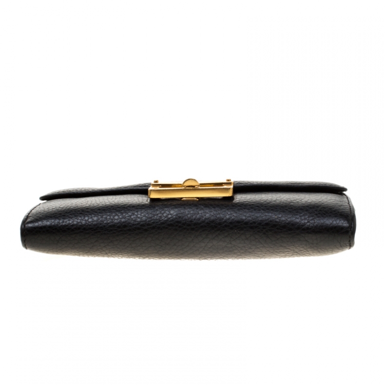 Pre Owned Marc by Marc Jacobs Black Leather Bianca Continental Wallet On Chain  