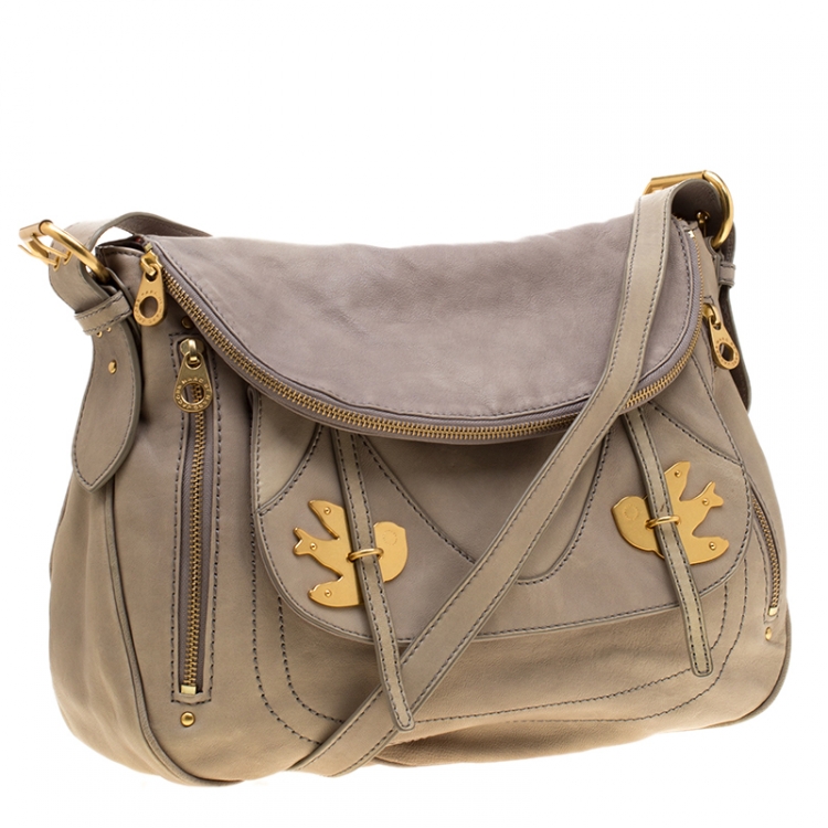 مملوكة مسبقًا Marc by Marc Jacobs Beige Leather Petal to the Metal Natasha Bird Hobo