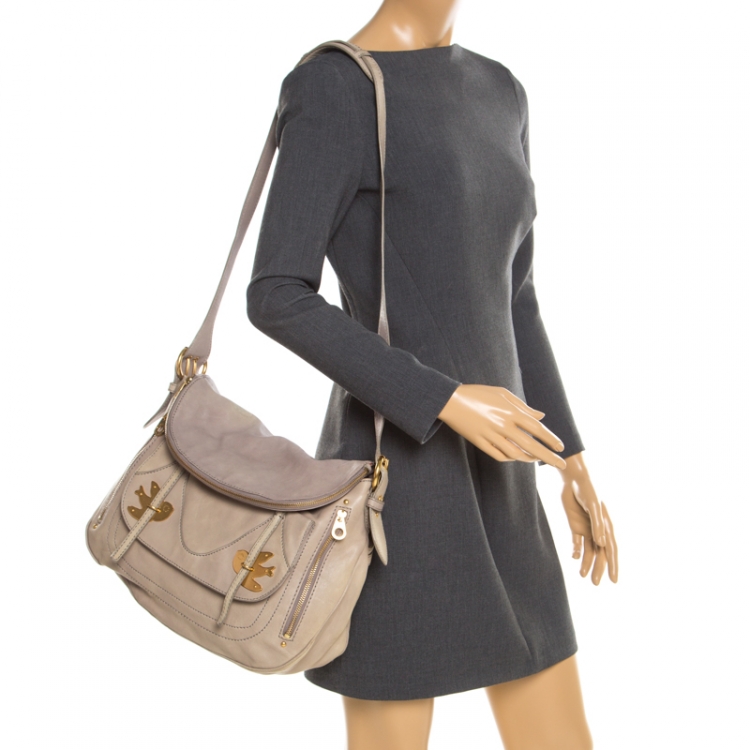 مملوكة مسبقًا Marc by Marc Jacobs Beige Leather Petal to the Metal Natasha Bird Hobo