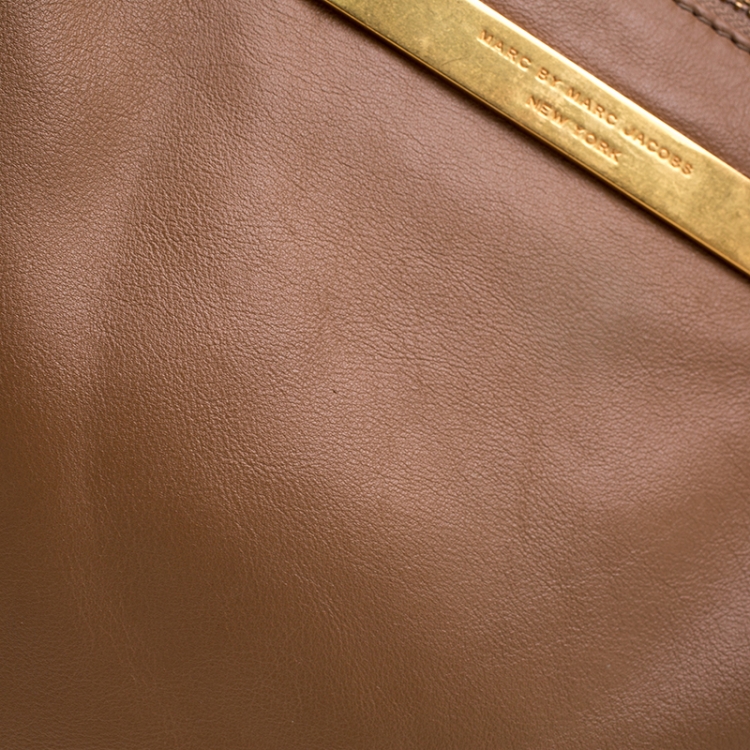 Pre Owned Marc by Marc Jacobs Brown/White Leather Tote