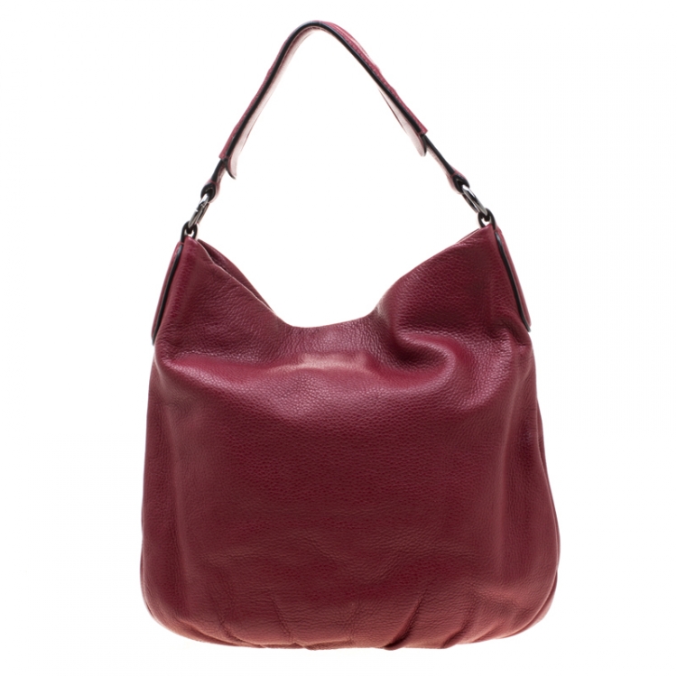 Pre Owned Marc by Marc Jacobs Burgundy Leather New Q Hillier Hobo