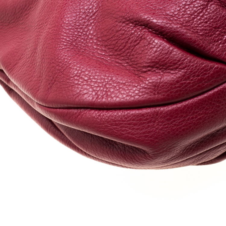 Pre Owned Marc by Marc Jacobs Burgundy Leather New Q Hillier Hobo