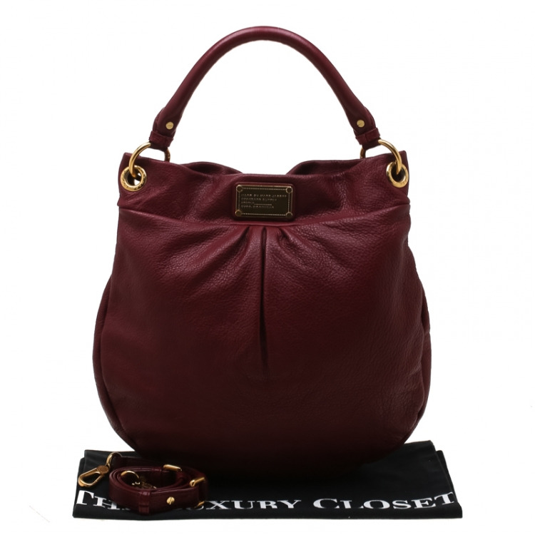 Pre Owned Marc by Marc Jacobs Burgundy Leather Classic Q Hillier Hobo