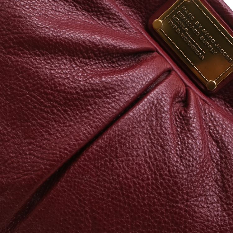 Pre Owned Marc by Marc Jacobs Burgundy Leather Classic Q Hillier Hobo