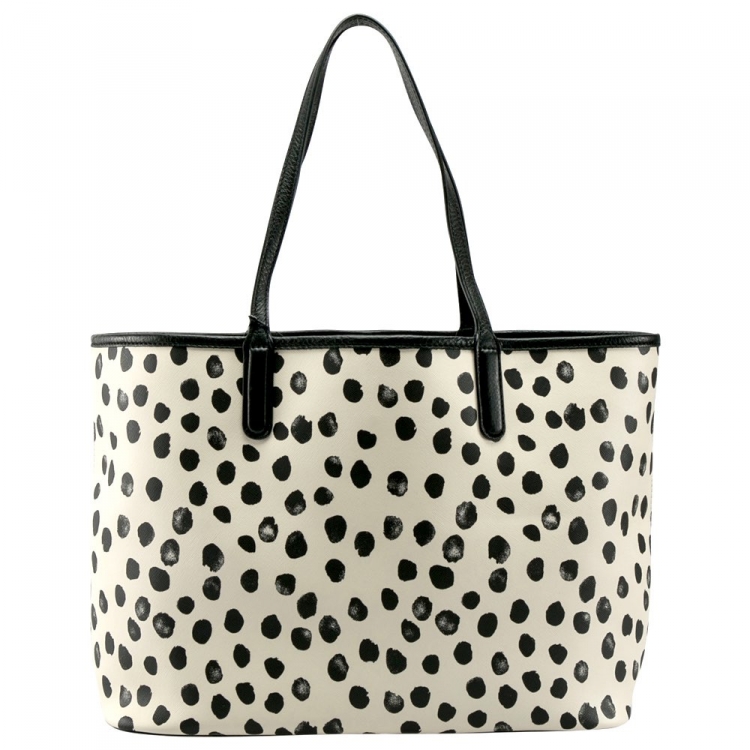 Pre Owned Marc by Marc Jacobs White Spotted PVC and Leather Metropolitote Tote