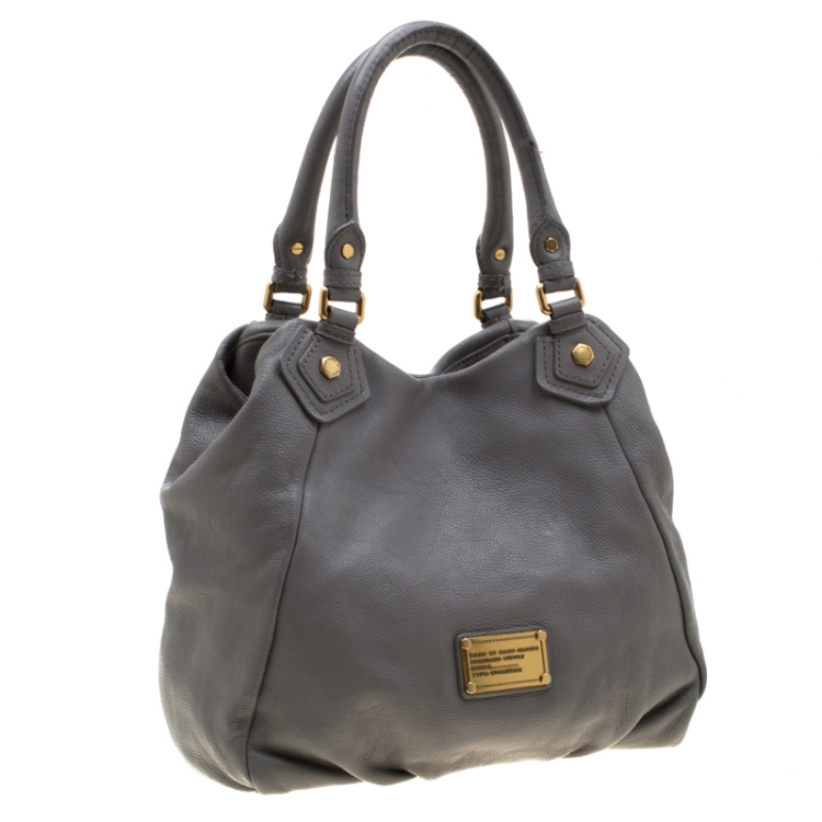 Pre Owned Marc by Marc Jacobs Grey Leather Classic Q Francesca Shoulder Bag
