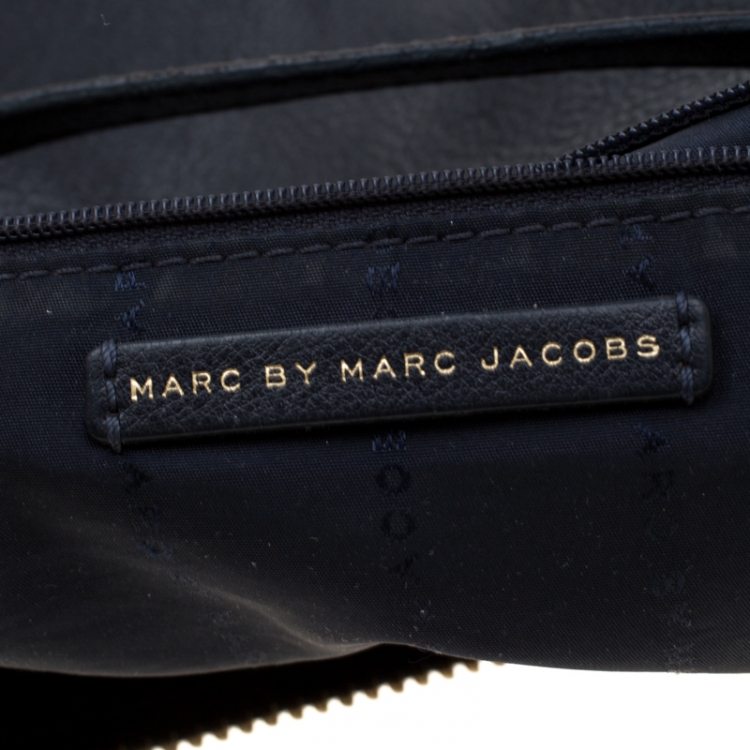Pre Owned Marc Jacobs Navy Blue Leather Crossbody Bag
