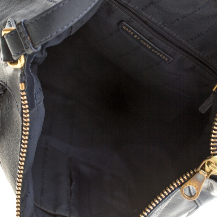 Pre Owned Marc Jacobs Navy Blue Leather Crossbody Bag