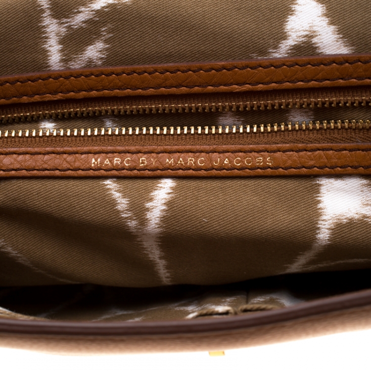 Pre Owned Marc by Marc Jacobs Tan Leather Bianca Envelope Clutch