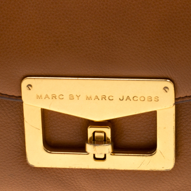 Pre Owned Marc by Marc Jacobs Tan Leather Bianca Envelope Clutch