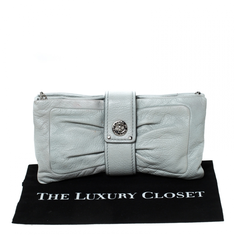 Pre Owned Marc by Marc Jacobs Grey Grained Leather Clutch