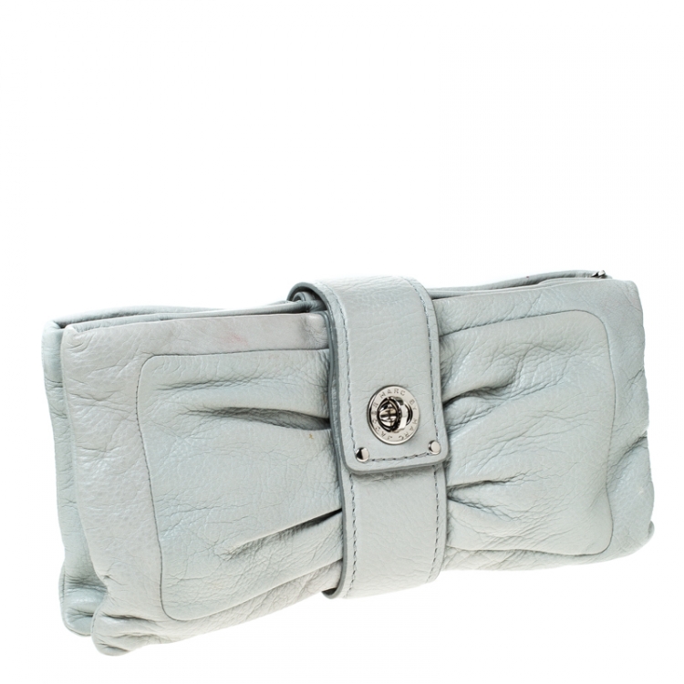 Pre Owned Marc by Marc Jacobs Grey Grained Leather Clutch