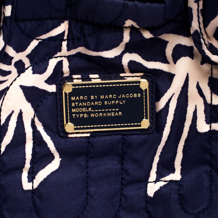 Pre Owned Marc by Marc Jacobs Navy Blue/Pink Printed Bow Nylon Tate Tote