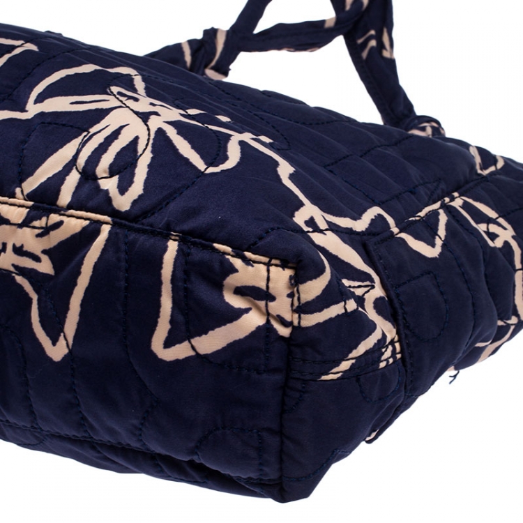 Pre Owned Marc by Marc Jacobs Navy Blue/Pink Printed Bow Nylon Tate Tote