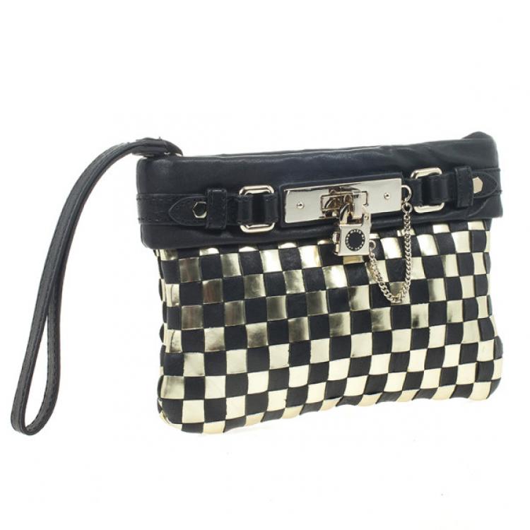 Pre Owned Marc by Marc Jacobs Metal Check Wristlet Clutch