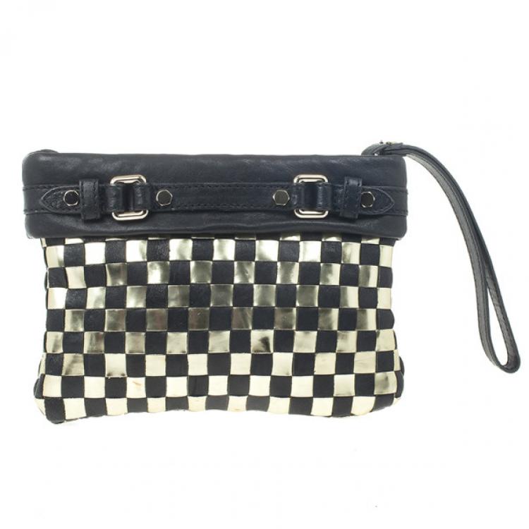 Pre Owned Marc by Marc Jacobs Metal Check Wristlet Clutch