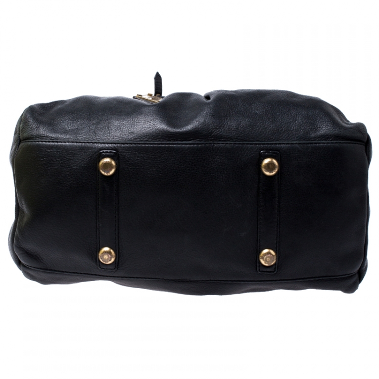 Pre Owned Marc by Marc Jacobs Black Leather Classic Q Baby Groovee Satchel