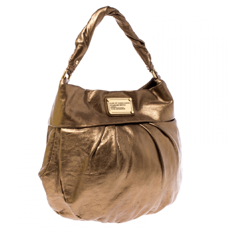 Pre Owned Marc by Marc Jacobs Metallic Gold Leather Classic Q Hillier Hobo
