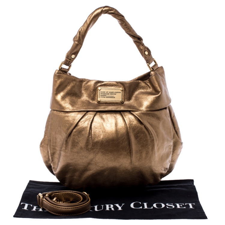 Pre Owned Marc by Marc Jacobs Metallic Gold Leather Classic Q Hillier Hobo