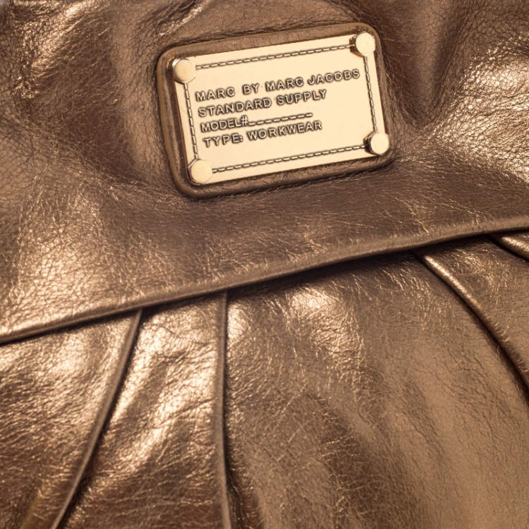 Pre Owned Marc by Marc Jacobs Metallic Gold Leather Classic Q Hillier Hobo
