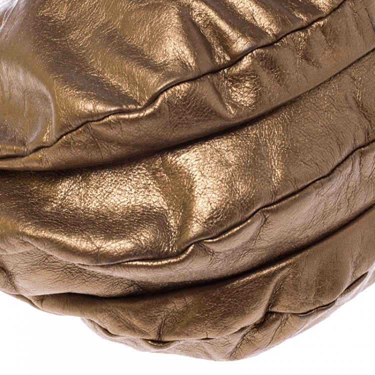 Pre Owned Marc by Marc Jacobs Metallic Gold Leather Classic Q Hillier Hobo