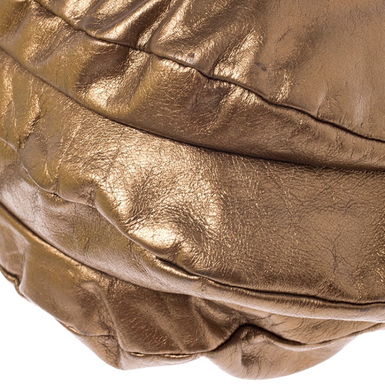 Pre Owned Marc by Marc Jacobs Metallic Gold Leather Classic Q Hillier Hobo